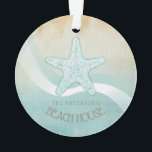 Beach House Nautical Starfish Aqua Blue ID623 Ornament<br><div class="desc">This acrylic ornament design in the soft colors of sea and sand allows you to easily add your own name and text using the provided template. The simple starfish image on a distressed, watercolor background is highlighted by a wave accent in aqua and white. If you aren't fortunate enough to...</div>