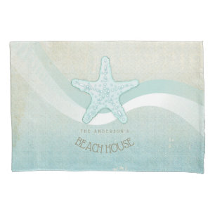 Beach House Nautical Starfish Aqua Blue ID623 Pillow Case