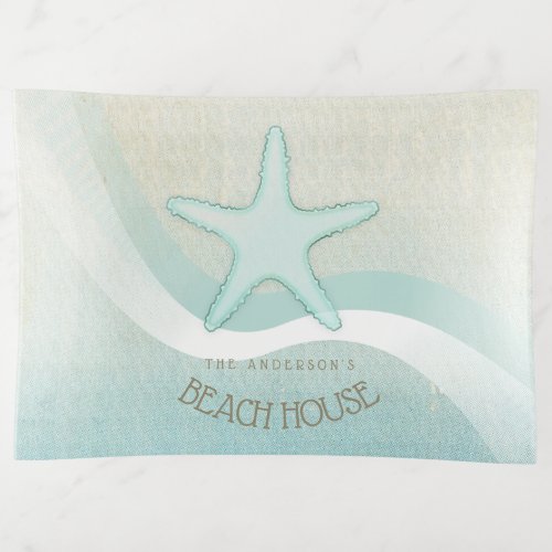 Beach House Nautical Starfish Aqua Blue ID623 Trinket Tray