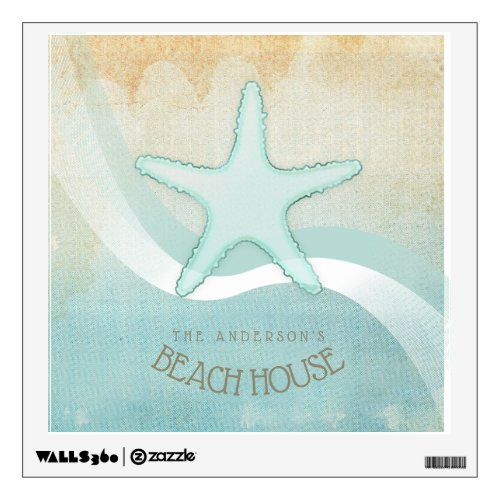 Beach House Nautical Starfish Aqua Blue ID623 Wall Decal