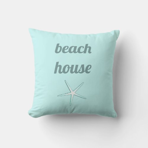 Beach House Nautical Teal Blue White Starfish Cool Outdoor Pillow