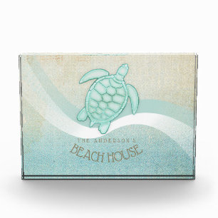 Beach House Nautical Turtle Aqua Blue ID623 Acrylic Award