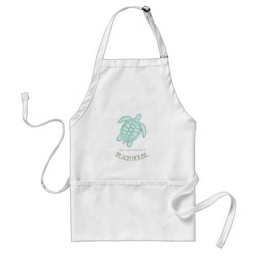 Beach House Nautical Turtle Aqua Blue ID623 Adult Apron