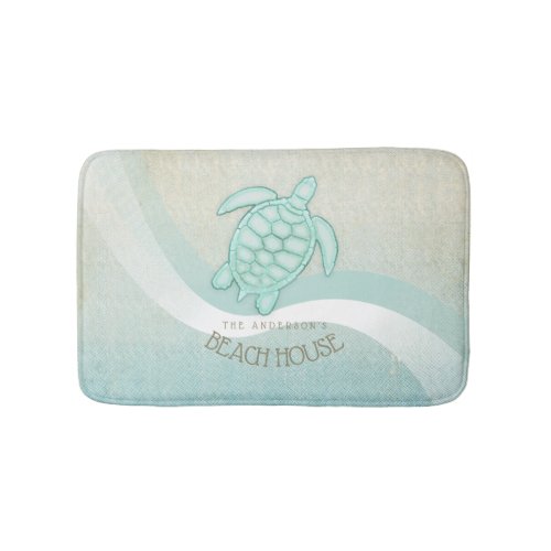 Beach House Nautical Turtle Aqua Blue ID623 Bath Mat