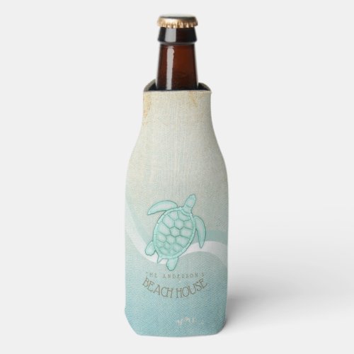 Beach House Nautical Turtle Aqua Blue ID623 Bottle Cooler