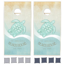 Beach House Nautical Turtle Aqua Blue ID623 Cornhole Set