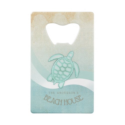 Beach House Nautical Turtle Aqua Blue ID623 Credit Card Bottle Opener