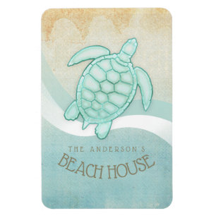 Beach House Nautical Turtle Aqua Blue ID623 Magnet