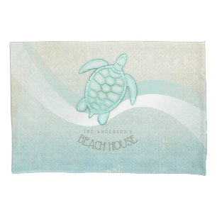 Beach House Nautical Turtle Aqua Blue ID623 Pillow Case