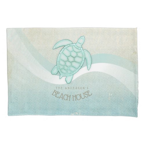 Beach House Nautical Turtle Aqua Blue ID623 Pillow Case