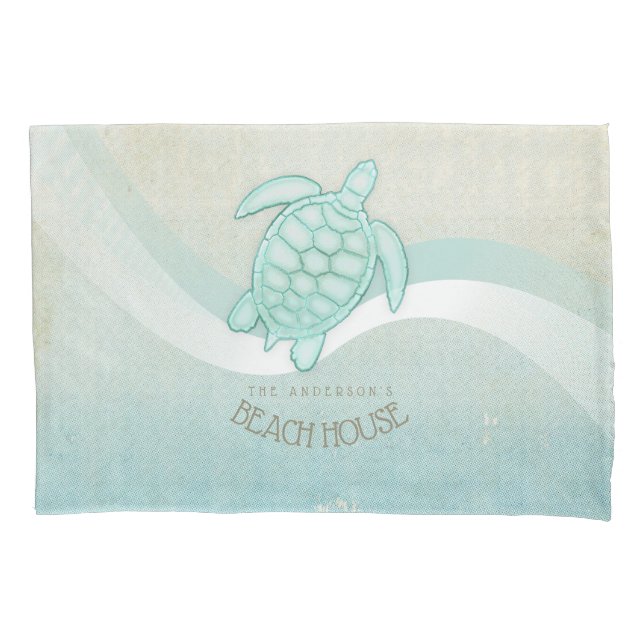 Beach House Nautical Turtle Aqua Blue ID623 Pillow Case (Front)