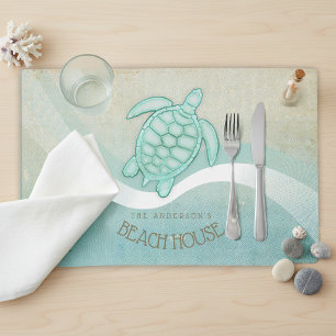 Beach House Nautical Turtle Aqua Blue ID623 Placemat