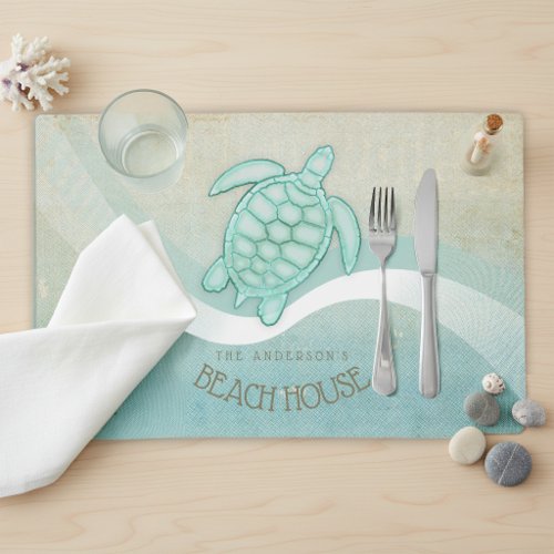 Beach House Nautical Turtle Aqua Blue ID623 Placemat