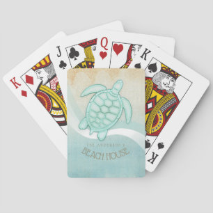 Beach House Nautical Turtle Aqua Blue ID623 Poker Cards