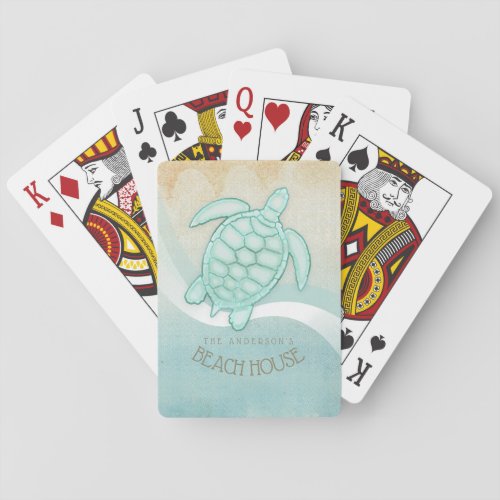 Beach House Nautical Turtle Aqua Blue ID623 Poker Cards