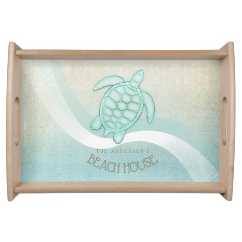 Beach House Nautical Turtle Aqua Blue ID623 Serving Tray