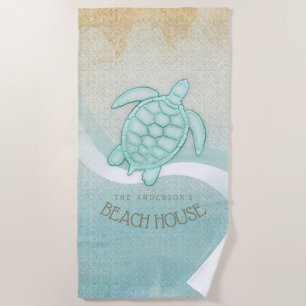 Beach House Nautical Turtle Aqua Blue ID623 Towel