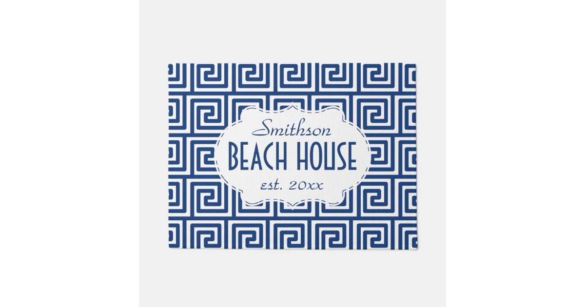 Beach House Navy Key Deco Nautical Personalized Doormat Zazzle Com