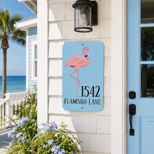 Beach House Number Street Name Flamingo Custom Metal Sign