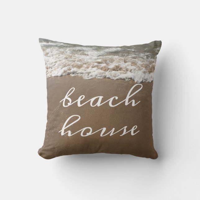Beach House Ocean Photo Nautical Summer Decor Outdoor Pillow (Front)