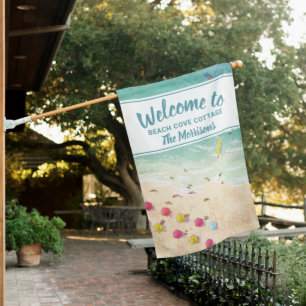Beach House Ocean Sea Vacation Rental Home Welcome Flag