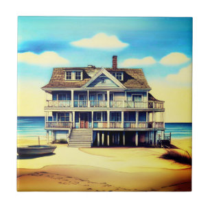 Beach House on the Sand Ceramic Tile