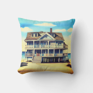Beach House on the Sand Outdoor Pillow