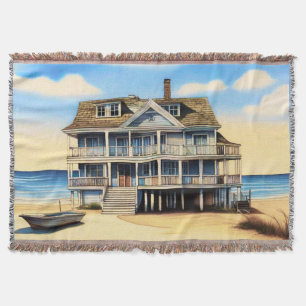 Beach House on the Sand Throw Blanket