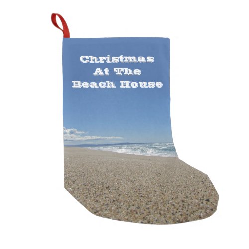 Beach House Pacific Coast Landscape Photo Seaside Small Christmas Stocking