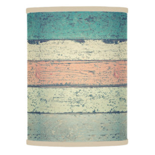 Beach house painted wood oceanside striped lamp shade
