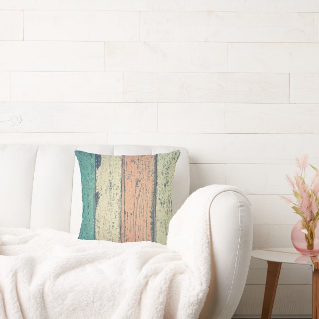 Beach house painted wood oceanside striped throw p pillow (Couch)