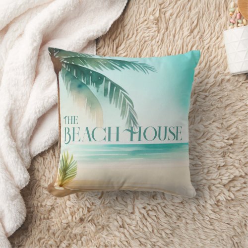 Beach House Palm Throw Pillow