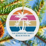 Beach House Palm Tree Cute Tropical Island Custom Ceramic Ornament<br><div class="desc">This cute tropical palm tree sunset Christmas ornament is the perfect keepsake for a spring break trip with your college friends or a fun cruise ship getaway vacation with the family. Personalize a set of customized keychains for your group outing to the beach or an island family reunion.</div>