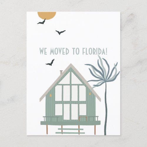 Beach House Palm Tree Moved to Florida Announcement Postcard