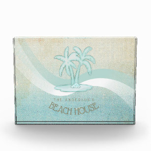 Beach House Palm Trees Aqua ID623 Acrylic Award