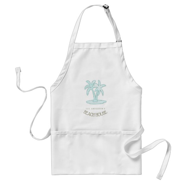 Beach House Palm Trees Aqua ID623 Adult Apron (Front)