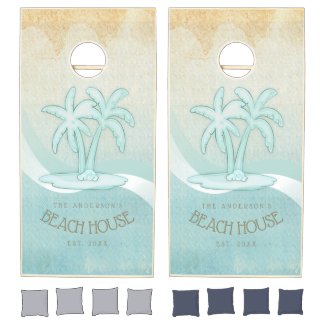 Beach House Palm Trees Aqua ID623