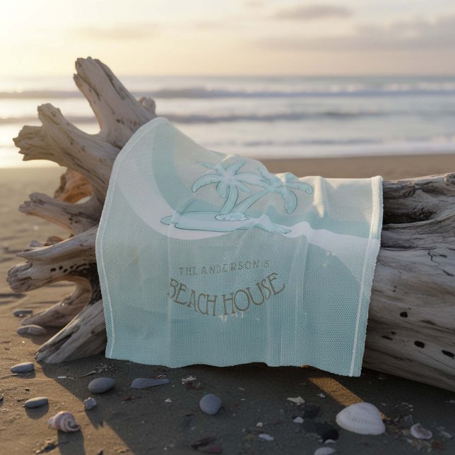 Beach House Palm Trees Aqua ID623 Fleece Blanket (Creator Uploaded)