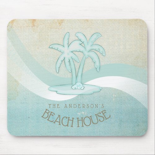 Beach House Palm Trees Aqua ID623 Mouse Pad