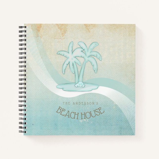 Beach House Palm Trees Aqua ID623 Notebook (Front)