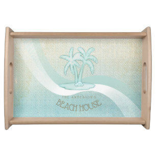 Beach House Palm Trees Aqua ID623 Serving Tray