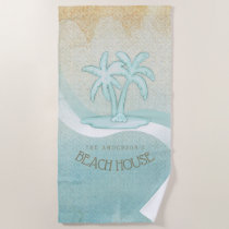 Beach House Palm Trees Aqua ID623 Towel