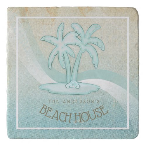 Beach House Palm Trees Aqua ID623 Trivet