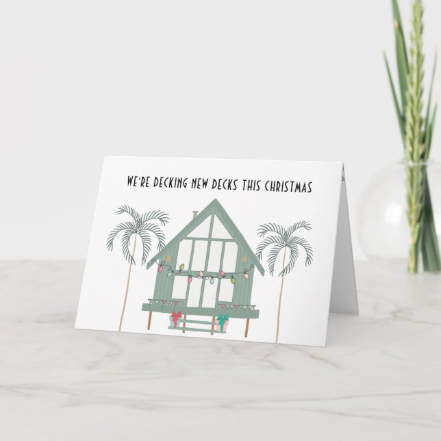 Beach House Palm Trees New Home for Christmas Holiday Card (Front)