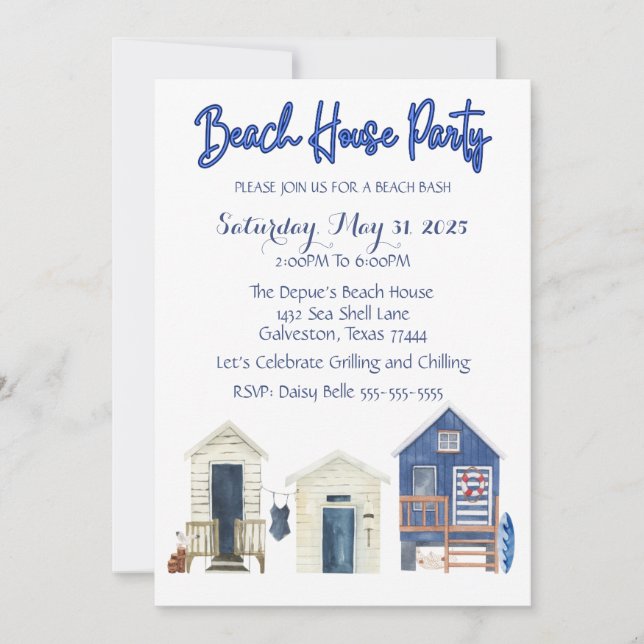 Beach House Party Invitation (Front)