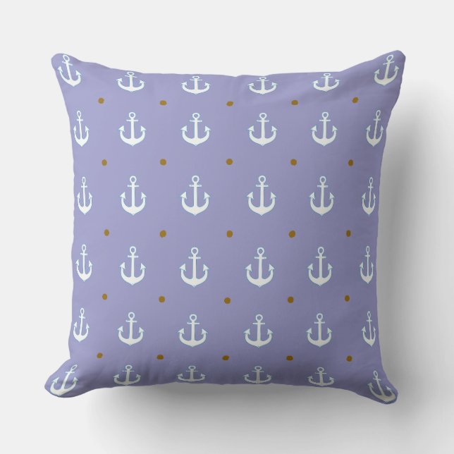 beach house pattern of anchors throw pillow (Front)