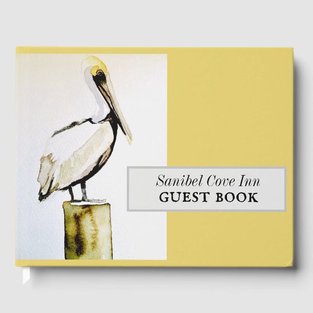 Beach house personalized pelican guest book (Front)