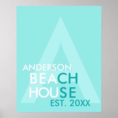 Beach House Personalized Retro Modern Minimalist Poster