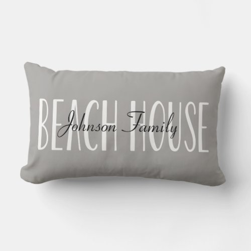 Beach House Personalized with Name Lumbar Pillow