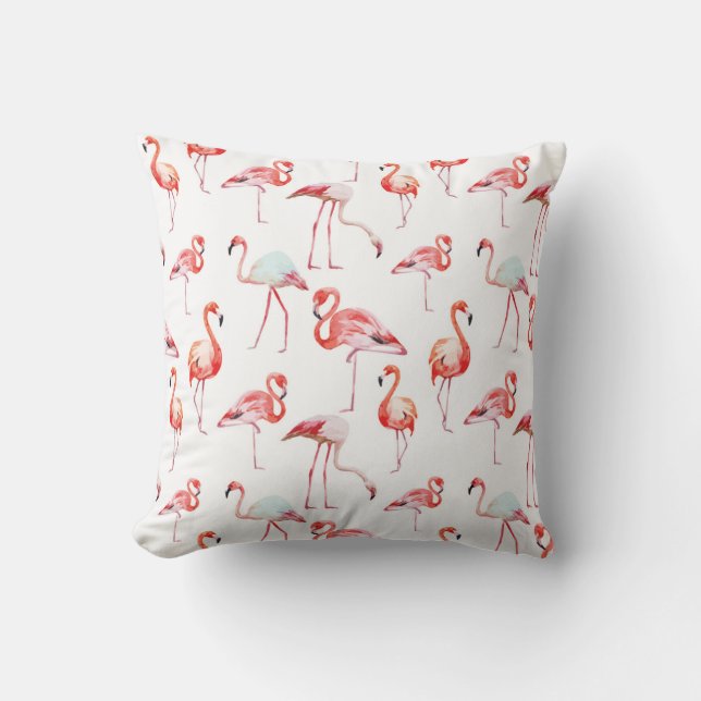 Beach House Pink Flamingo Decorative Throw Pillow (Front)
